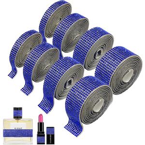 8 Rolls Rhinestone Ribbons, Self Adhesive Diamond Bling Ribbons 8 Yards Rhinestone Stickers Strips for DIY Art Crafts Wedding Birthday Car Phone Hat Decorations