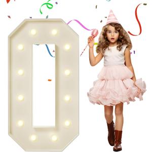 4FT Marquee Numbers, Large Light Up Numbers 0 for 10th 20th 30th Birthday Party Decorations, Giant Light Up Number for 2026 Graduation Prom Decor, 4 Feet Number 0 w/Lights DIY Kit