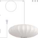 19.7in Plug in Lantern Pendant Light, White Imitation Silk Pendant Light Wabi Sabi Saucer Japanese Bubble Hanging Lamp Chandelier for Living Dinning Room Kitchen Island Bedroom 1 Pack