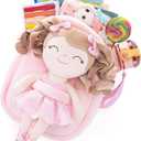 Gloveleya Toddler Girls Backpack for Kids with Soft Toys Plush Curly Ballerina Doll Pink 9 Inches