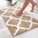 OLANLY Bathroom Rugs 30x20, Soft and Absorbent Microfiber Bath Rugs, Non-Slip Shaggy Shower Carpet, Machine Wash Dry, Bath Mats for Bathroom Floor, Tub and Shower, Beige (30"x20")