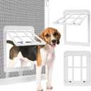 Ownpets Dog Screen Door, Inside Door Flap 11x13 Inch Lockable Pet Screen Door Magnetic Closure Sturdy Doggie Door for Screen Door(White)