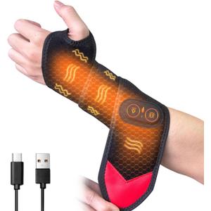 Cordless Wrist Heating Pad Wrap, Heated Carpal Tunnel Wrist Brace with Vibration, 3 Heats and Vibrations Modes, Heated Wrist and Hand Massager Pain Relief