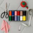 Colorful Serger Sewing Thread - 12 Cones Threads of 500 Yards Each Spool | Sewing Clips Quilting Materials Sewing Machines for Beginners and Heavy-Duty Sewing Machine Threads (12 Color)