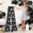 Marquee Letters Black Birthday Decorations: Large 4 Feet Tall Light Up Letters for Party Decor Baby Shower Big Foam Cardboard Letter A