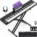 88 Key Digital Piano Keyboard,88 Key Full Size Weighted Hammer Action Electric Keyboard Piano with 200 Rhythms,200 Tones, Piano Keyboard with Stand, TriplePedal,Headphone, Carrying Bag