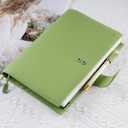 Genuine Leather Cover for A5 Notebooks, Fits Hobonichi Cousin, Midori MD Planners, Leuchtturm1917 and Stalogy with Pen Loop, Card Slots, Side Pockets, Back Pocket and Bookmarks (Green)