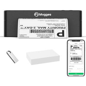 Mvgges Shipping Label Printer Bluetooth, 4X6 Thermal Label Printer for Shipping Packages, Support Windows, Mac, iOS, Android, Used for Amazon, Ebay, UPS, USPS, Shopify