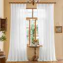 MAIHER White Pinch Pleat Curtains 96 Inches Long for Living Room Bedroom Sheer Pleated Drapes with Ajustable Hooks (No Rings), Light Filtering Soft Touch 8ft Curtains, White, 42" W x 96" L, 2 Panels