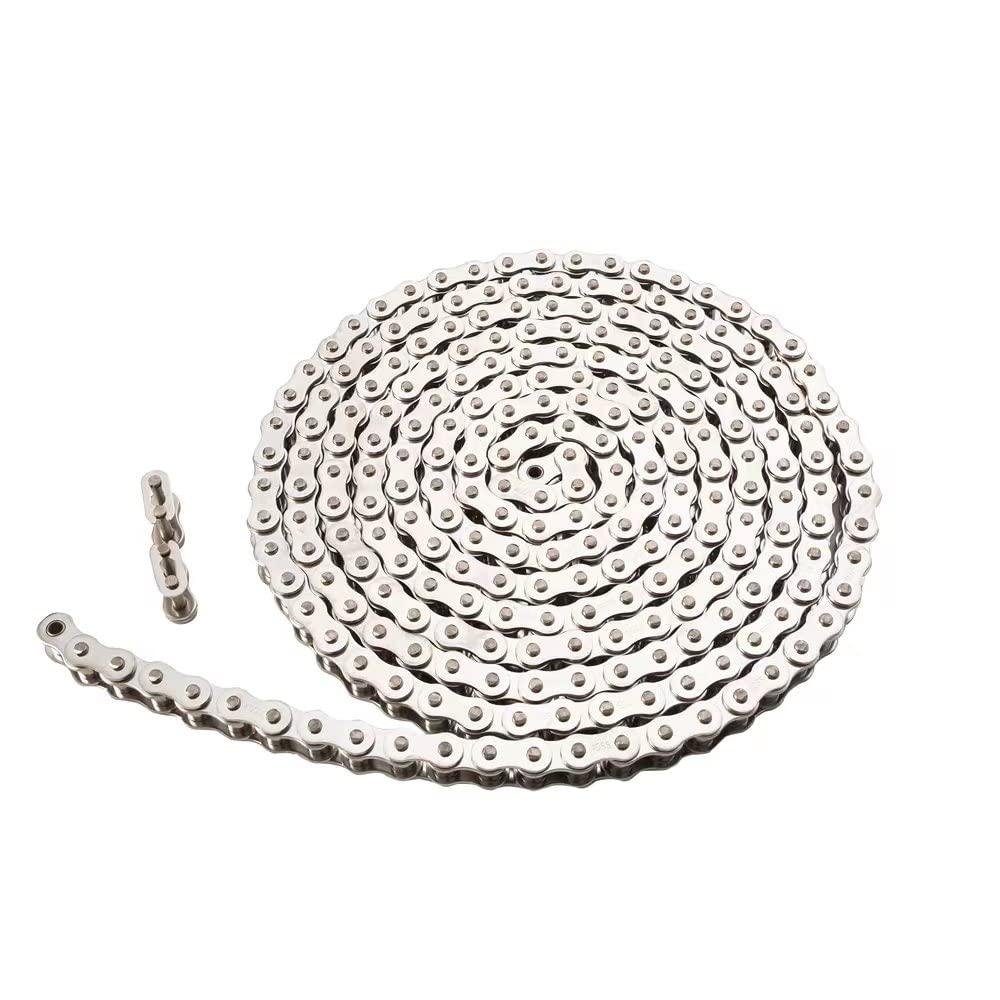 ANSI #40SS 08A Stainless Steel Roller Chain 10 Feet, Single Strand, Ideal for Chain Driven Slide Gate Operator and More, Interchangeable with ANSI #41#428 and #420 Roller Chain