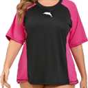 Halcurt Women's Plus Size Short Sleeve Rash Guard Swim Shirt with Built in Bra UPF50+ Lightweigt Swimsuit Top