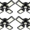 Aoretic LED Garage Lights 4 Pack -120W, 12000LM 6500K Led Shop Light with 4+1 Deformable Panels, Basement Barn Light Garages Ceiling Lights, E26/E27 for Garage, Warehouse, Shop