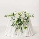 Ling's moment 2PCS White Sage Arch Flowers Artificial Floral Swags Wedding Centerpieces Faux Flower Garland Greenery Arrangements for Table Backdrop Easel Wall Entryway Outdoor Board