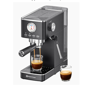 Maestri House Espresso Machines 20 Bar ULKA Pump, Compact Espresso Maker Built-in Flow Meter Steam Milk Frother, 43oz Removable Water Tank Stainless Steel Coffee Machine for Cappuccino (Black)