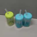 The First Years Squeeze & Sip Toddler Straw Cups - Squeezable Transition Sippy Cup with Silicone Straw - Toddler Feeding Supplies - 7 Oz - 3 Count - Ages 6 Months and Up (Green/Teal)