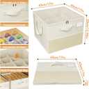 NestOrganix 2 Pack Shoe Organizer for Closet, Large Shoe Box Storage Containers, Foldable Shoe Storage Organizer Box Bin with Adjustable Dividers and Clear Cover, Space Saving Shoes Holder, Beige