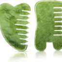 BBTO 2 Pcs Jade Comb for Scalp Massage Gua sha Comb for Head Body spa Hair Multifunctional Handheld Massage Tools(Heart, Classic Style)