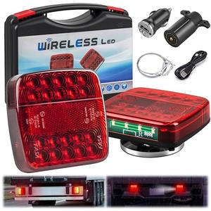 PleySyncz Wireless Trailer Lights Magnetic, Wireless Tail Lights for Trailer, with 7 Pin Plug, Brake Turn Signal Hazard Warning Light, IP67 Waterproof, for Truck, RV, Boat, Tractor (Red) : Automotive