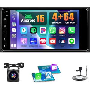 4+64GB Android Car Radio for Toyota 4Runner 2003-2009,for Tundra 2003-2006, for Sequoia 2003-2007, Readio 7 Touch Screen CarPlay Stereo with GPS WiFi Android Auto FM/RDS Bluetooth Camera+MIC