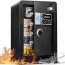 8.5 Cu Ft Super Large Fireproof Waterproof Safe Box for Office Document- HIDDEN LOCK BOX, Heavy Duty Steel Home Safety Box with Light, Dual Key System, Two Removable Shelf, Personal Combination Safe