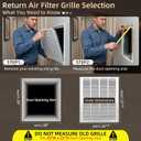 Fancat Return Air Filter Grille for 20x25 Ducts, Steel Air Vent Cover with Removable Door for 1" Filters | Fits Sidewall & Ceiling | Outer Size: 22 5/8" W x 27 5/8" H