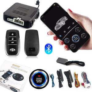 CHADWICK Car Remote Start Stop Kit, 12V One-Key Engine Start Anti-Theft System, PKE Passive Keyless Entry with Push Button, Bluetooth Mobile Phone APP Control, Professional Installation Needed (886BT-X5)