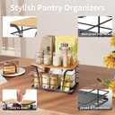 Pantry Organizers and Storage - Stackable Wire Basket with Lightweight PP Mat & Bamboo Top for Fruits Vegetables,Fruit Holder for Kitchen Countertop,Black