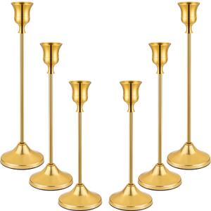 6PCS Candlestick Holders, Taper Candle Holder for Candlesticks, Metal Taper Candle Holders Glaceful Decor Set for Wedding Centerpieces, Christmas, Birthday Party, Holiday Dinning Table Décor