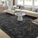 FinRec 5x8 Feet Grey Rugs for Living Room Bedroom, Fluffy Shaggy Area Rug, Non-Slip Soft Shag Rug for Nursery Kids Room Dorm Room Home Decor, Indoor Plush Floor Carpet