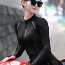 WOSAWE Mesh Motorcycle Jacket Women Padded Motorcycle Shirt with Back Pads Summer Sport Bike Gear (Black, Medium)