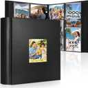 Colemoly Leather Photo Album 4x6 1000 Pockets Extra Large Capacity Albums Holds 1000 Horizontal & Vertical Pictures for Wedding, Graduation (Black, 1000 Pockets)
