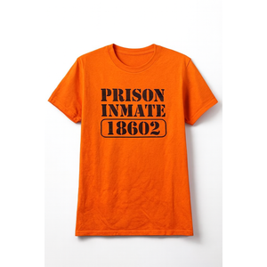 Prisoner Costume Orange Prison Uniform Halloween Jail Inmate T-Shirt, Small