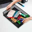 Elsjoy 2 Pack Desk Drawer Organizer Tray, Metal Mesh Desktop Storage Tray Office File Organizer with Handle, Portable Large Storage Basket for Office Supplies, Craft, Magazine, Paper