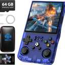 R36MAX Retro Handheld Game Console, 4.0 Inch 720x720 IPS Screen, 64GB Built-in 18,000+ Classic Game, Portable Hand Held Open Source Linux System, 4000mAh Battery Retro Gaming Console(Blue 64GB)