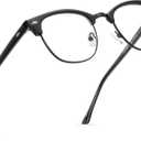 Blue Light Blocking Glasses Retro Semi Rimless UV400 Clear Lens Computer Eyewear For Men Women (A03-bright Black Frame)