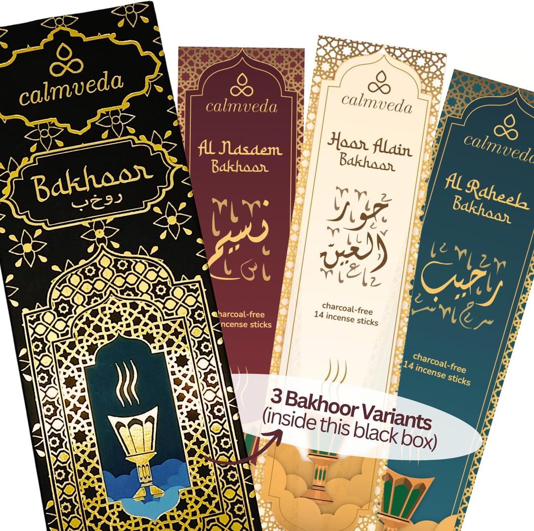 Arabian Oud Bakhoor Incense Sticks -   (3 Variants, 40+ Incense) Deep Warm Arabic Incenses Like Al Nasaem, Hoor Alain & Al Raheeb Oud Bukhoor | Perfect Islamic Gifts or Eid Gifts