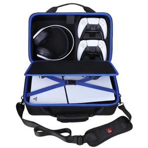 Mchoi Carrying Case for PS5 Slim Console – Hard Shell Travel Storage Bag Compatible with PlayStation 5 Slim Disc & Digital Edition, Fits Console, Controllers, Headset, Vertical Stand & Cables