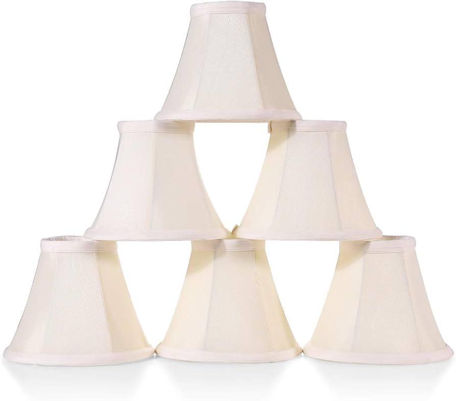 Wellmet Chandelier Shades, ONLY FOR CANDELABRA BULBS, Clipon Fitter Lamp Shades, 3" X 6" X 5", 6 pcs Set