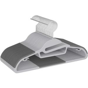 BAGAIL Plastic Hangers 50 Pack with Non-Slip Design,0.2 Inches Thick, 360Swivel Hook Space Saving Organizer for Bedroom Closet,Shirts,Pants(Grey- S Shaped) (Gray)