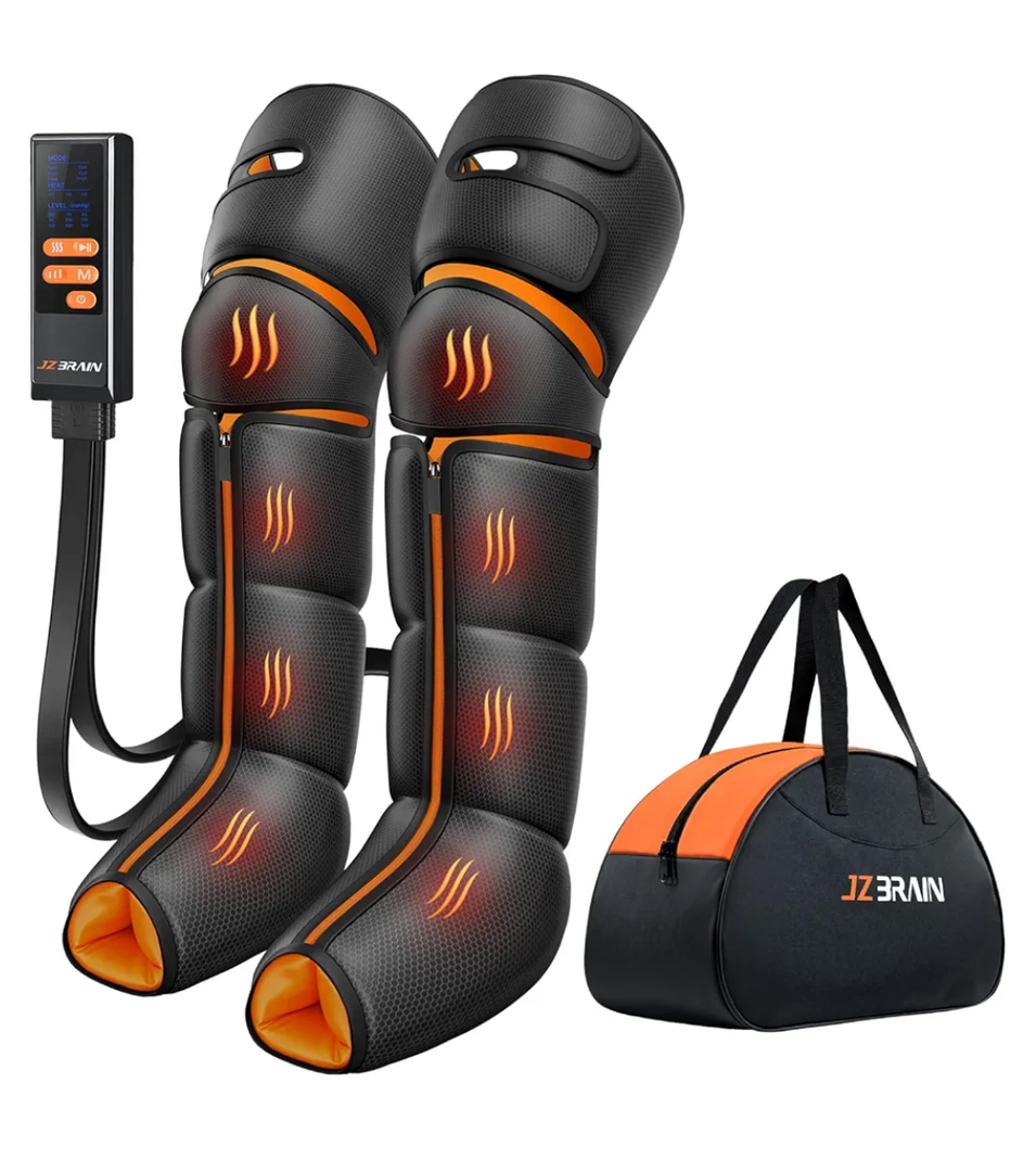 JZBRAIN Leg Massager with Heat and Compression : Foot and Calf Massager for Circulation and Pain Relief, Sequential Compression Boots with 6 Modes, 9 Intensity, 3 Heat for Mom, Dad, Him, Her