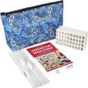 GUSTARIA Mini Mahjong Set, American Mahjong Game Set with 166 White Tiles (0.8’’), 4 Racks & Thickened Blue Printed Bag, Portable Travel Mahjong Tiles Set