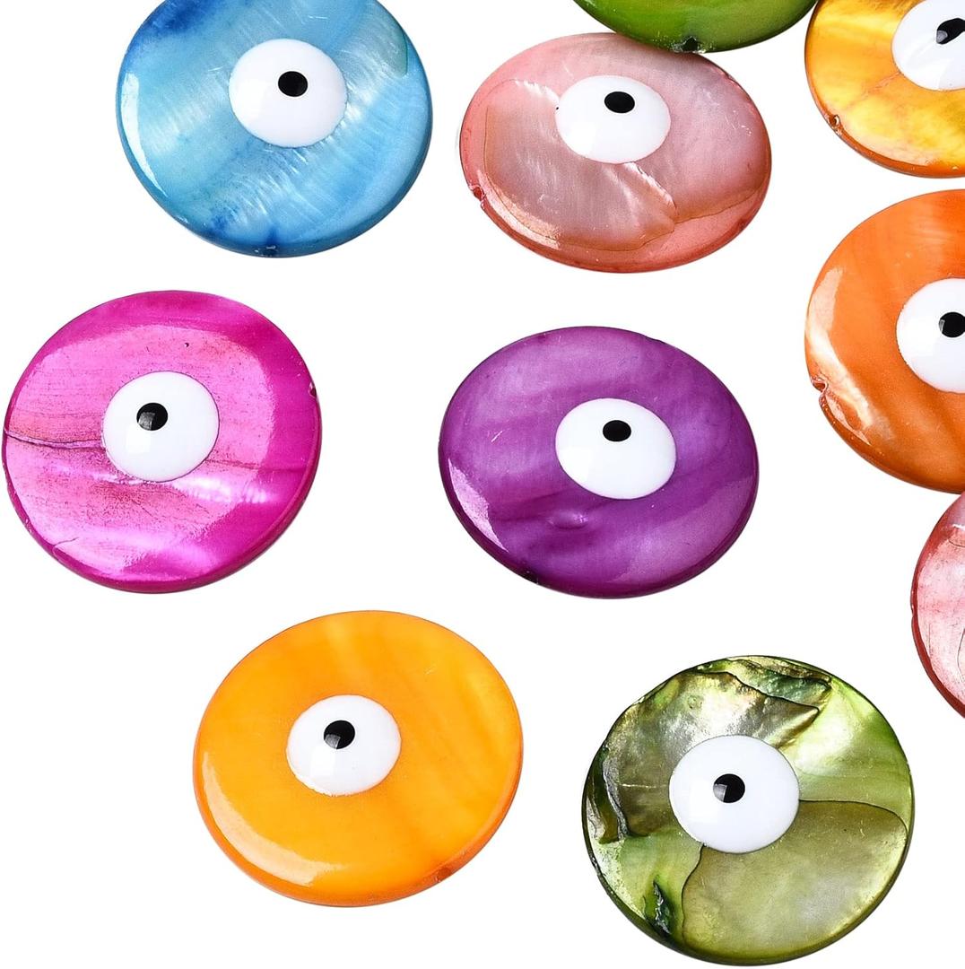 Ornaland 20 Pcs Evil Eye Beads for Jewelry Making Bulk Colorful Handmade Round Evil Eye Beads for Earrings Necklaces Bracelets DIY Crafts