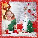 Bencailor 4 Pcs Christmas Tree Pillows Plush Christmas Throw Pillow 3D Green White Xmas Tree Seating Cushions for Xmas Party Gifts Home Office Couch Sofa Decorations