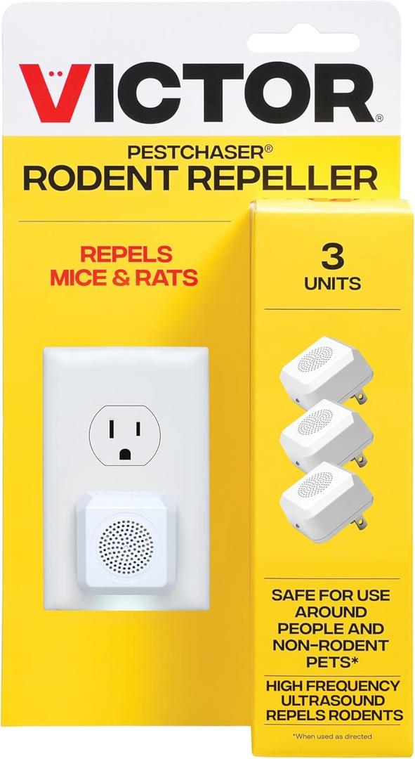 Victor M753K PestChaser Indoor Ultrasonic Rodent Repellent with Nightlight, 3 Rodent Repeller Mouse Deterrent Plug In Devices