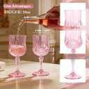 16 Pack Plastic Wine Glasses,10oz Unbreakable Vintage Style Goblets,Reusable Crystal Like Drinking Glass for Wedding Reception, Party Supplies (Pink)