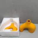 CEMABT Orange Ceramic Vase Set of 2 for Modern Minimalist Bohemian DecorRound Matte Donut Vases for Pampas Grass-Perfect for Living Room, Dining Table, Office Bedroom Shelf Decor Entryway, Console