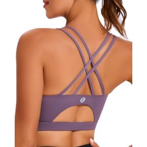 RUNNING GIRL Sports Bras for Women,Padded Sports Bra Tank Top Sexy Crisscross Back High Impact Longline Workout Yoga Bra (Purple)