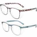 Alsenor Safety Glasses Anti Fog Goggles Protective Eyewear Blue Light Blocking Anti Dust UV Protection Glasses For Men Women (2 Pack(Leopard, Blue))