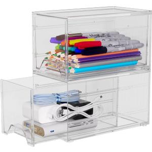 2 Pcs Organizer Drawer, Dustproof Desktop Office Supplies, Clear Desk Accessories
