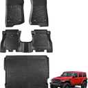 for Jeep Wrangler JL 2018-2025 Unlimited 4 Door Without Subwoofer (Non JK or 4XE) Floor Mats Cargo Liner Trunk Carpet TPE All Weather mat for Wrangler JL 2019 2020 2021 2022 2023 2024 Car Accessories